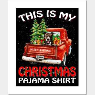 This Is My Christmas Pajama Shirt Pit Bull Truck Tree Posters and Art